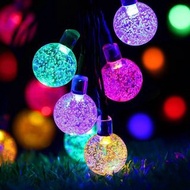 LED太陽能彩燈室內戶外氣氛裝飾防水氣泡燈串小串燈氣泡球 LED戶外水晶球 彩燈 聖誕燈 花園 庭院 裝飾串燈