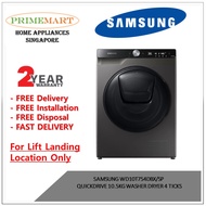 SAMSUNG WD10T754DBX/SP  QUICKDRIVE 10.5KG WASHER DRYER 4 TICKS - 2 YEARS LOCAL MANUFACTURER WARRANTY