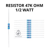 UNGU 47K Ohm 1/2 Watt Resistor – Axial Type Color Code Yellow Purple Orange