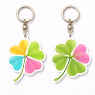 Lucky colorful 4-leaf clover keychain