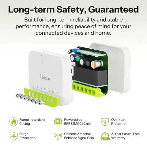 Smart Switch MINI-2GS SONOFF MINI DUO 2-Gang Zigbee Matter Over Dual-Load Control Detach Relay Mode 