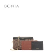 Bonia Black Ciccio Monogram Sling Bag With Card Holder