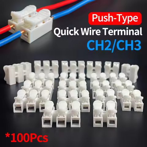 100pcs 2/3 Pin Push-in Spring Loaded Connector, CH2 CH3 5A 250V Wire Cable Connector for Electrical 