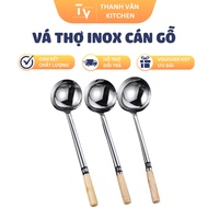 Vá inox 304 cán gỗ muôi múc canh inox dùng cho nhà bếp