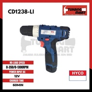 HYCO 12V CD1238-LI Cordless Compact Drill Driver + 2 Battery + Charger + Casing (CD1238)