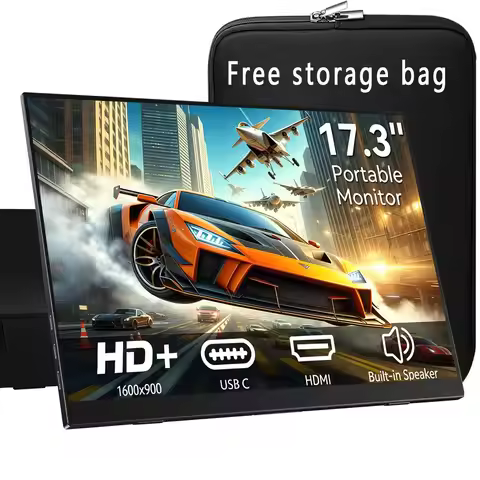 AHXJKA 17.3 Inch Portable Monitor 1600*900P IPS With Type-C Mini HDMI For Phone Laptop XBox PS4/5 Ma