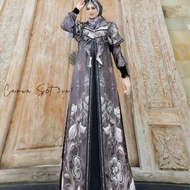 SyariStyle- Gamis Vania Set Scarf 3in1 Trevana Silky Printing Muslim Wanita