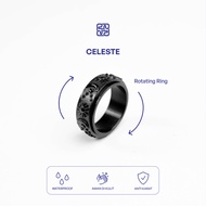 Racabel Celeste Anxiety Ring - Men's and Women's Black Titanium Anti-Rust Anxiety Ring