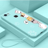 Yi240125 Phone Case for Vivo V7 Vivo V7 Plus Straight Side Liquid Silicone Cute Cartoon Cat Soft Shell Send Lanyard
