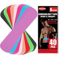 40PCS Precut Kinesiology Tape Strips, 8 Colors 2 inch x 10 inch Cotton Athletic Tape, Kinetic Tape, 