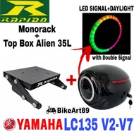 Rapido Monorack Yamaha LC135 V2-V7 Combo Set with Top Box Alien ABS Tail Box Siput 35L + LED Lightin