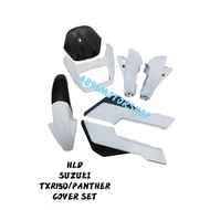 100% ORIGINAL HLD SUZUKI TXR150 TXR 150 PANTHER BODY COVER SET COVERSET WITH COWLING VISOR WHITE / B
