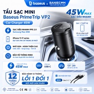 Baseus PrimeTrip VP2 Car Charger 45W Fast Charger With C to C Cable 60W Power Supply 12-24V PD/QC/PP