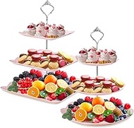 Cupcake Stand,2 Set of 3-Tier Dessert Plates Mini Cakes Fruit Candy Display Tower Cookie Tray Rack C