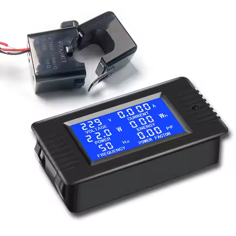 Single Phase Digital Wattmeter Power Indicator AC 220V 6in1 Current Voltage Power Frequency Energy M