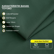 Bahan Kain Toyobo Hijau Botol 08 - Kain Kemeja Gamis - Kain Drill Murah