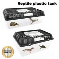 Reptile plastic tank turtle tank bearded dragon gecko  lizard tortoise tank plastik akuarium kura ku