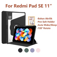 Casing RedmiPad SE 720 Rotate Flip Case 11 inch Autolock Foldable Acrylic Crystal Clear Protective T