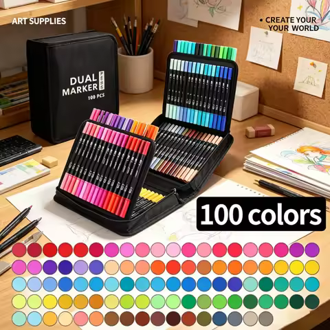 100 Colors Brush Tip Markers Art markers, Dual Tip Brush Pens Coloring Markers for Coloring Book, Br