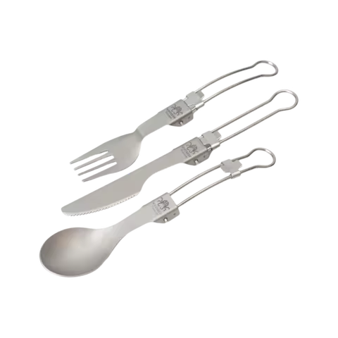 Half Polished Titanium Folding Spork Lightweight Portable Outdoor Tableware Set Travel Kit Foldable 