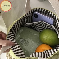 LadyHome Lunch Bag Corduroy Canvas Lunch Box Picnic Tote Cotton Cloth Small Handbag sg
