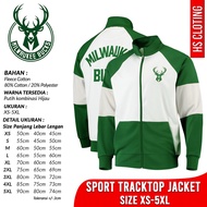 HIJAU KATUN MILWAUKEE BUCKS NBA Basketball Team Eastern Conference Tracktop Jacket Cotton Fleece Whi