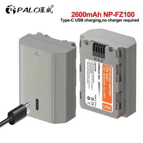 PALO 2600mAh NP-FZ100 NPFZ100 NP FZ100 Battery with 5V 2A Type-C input for Sony A7 III Sony Alpha A7