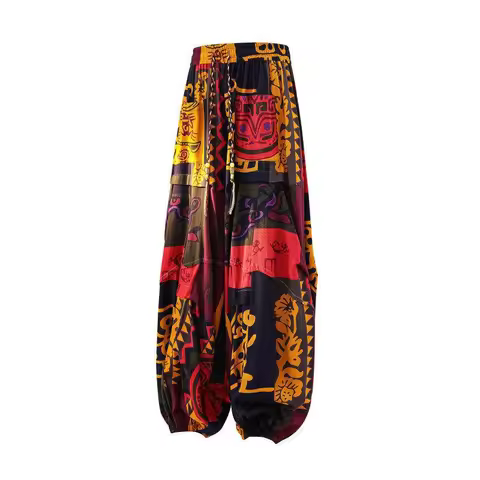 Men's Nepali Harem Pants Plus Size Cotton Loose Fit Printed Summer Yoga Aladdin Trousers Beach Boho 
