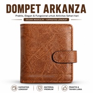 ARKANZA WALLET Men's Wallet & Fold Slot WA1309B7 Coin Slot Triple Money Slot Leather Card Many