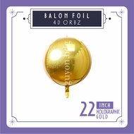 22 INCH HOLO GOLD MACARON & HOLOGRAPHIC FOIL BALLOONS 4D BALLS - 4D FOIL BALLOONS ORBZ - 4D FOIL BAL