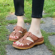 Summer Women PU Slides Sandles Female Breathable Leisure Wedge Sandals For Work Club Party Wedding W