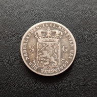 Koin Perak 1/2 Gulden 1863 Willem 3 | Uang Kuno Silver Belanda TP55wg