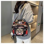 Unique National Trendy Style Mezzanine Casual Messenger Bag Large Capacity Niche Print Commuter Bag 