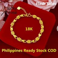 Pure Ang 18k Saudi Gold Bracelet Pawnable for Women Lucky Bracelet Happiness Bracelet Hollow Bracelet Hollow Ball Drop Flower Hydrangea Bracelet Bring Good Luck Fashion Jewelr Engagement Birthday Jewellery Gifts
