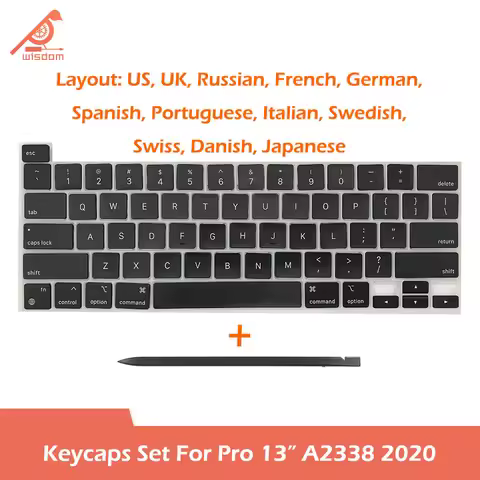 Laptop A2338 Keycaps Keys For Macbook Pro Retina 13" M1 M2 A2338 2020 2022 Keyboard Repair US UK RU 