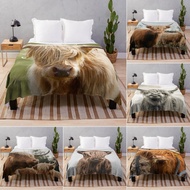 Good Quality Highland Cow Flannel Throw Blanket Farm Animals Theme King Queen Size for Sofa Couch Living Room Super Soft Lightweight Warm