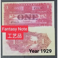 Straits Settlements Malaya $1 One Dollar 1929 Copy Banknote Wang Lama Palsu 仿