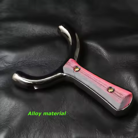 Black Alloy U-shaped Slingshot High Quality Red Patch Anti-slip Professional Competitive Sling Pocke