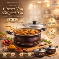 Mahendraa Non-Stick Biryani Curry Pot 3.5L 5L Periuk Kari Deep Pot Low Oil Easy Clean Gas Stove Cook