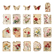 40pcs Washi Retro Rose Flower Stickers A Variety of Historical Memories Creative Burnt Incomplete Decorative Stickers.Suitable for Photo Albums Diaries Cup Notebook Mobile Phones
