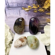 Palm Stone Black Agate, Fluorite, Sakura Agate