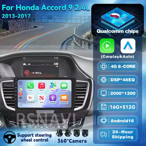 Android 16 Carplay Car Multimedia Radio For Honda ACCORD 9 2.0L 2.4L 012 2013-2015 2016-2018 2Din Pl
