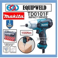 MAKITA TD0101F 1/4" IMPACT DRIVER 100NM 230W (ORIGINAL) + MAKITA D-31011 12PCS BIT SET + GLOVE + SAF