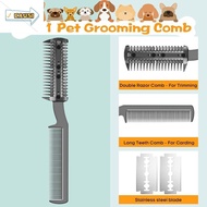 CAUSI Pet Razor Comb, Cleaning Brush Durable Dogs Razor Comb, Replacement Safe Universal Dog Groomin