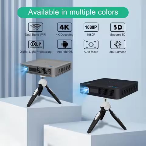 DLP P15 Pro Mini Pocket Projector ARM Cortex-A55 Quad Core Android 9.0 4G 32G 4K 3D Wifi5 LED BT5.4 