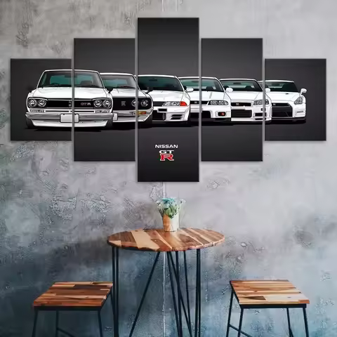 Modern Racing Aesthetics Wall Art Nissan Skyline GTR Evolution 5 Piece HD Canvas Poster Print Home B