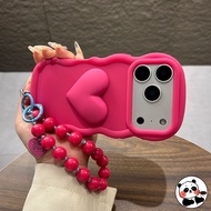 Cute 3D Love Phone Case With Bead Bracelet For itel Vision 3 2 2S 1 Plus S25 Ultra S23 S18 S17 P38 P