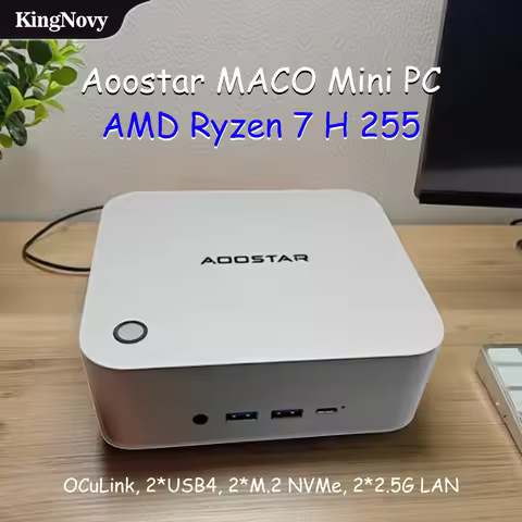 Aoostar MACO Gaming Mini PC, AMD Ryzen 7 H 255, Fingerprint Unlock, Windows 11 Pro, OCuLink 2*USB4, 