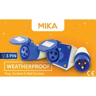 MIKA / RLT 3PIN WEATHERPROOF 16A, 32A, 63A PLUG, SOCKET, WALL SOCKET, PLUG ADAPTOR