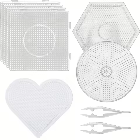 2.6mm Large Clear Plastic Fuse Boards Beads Pegboards Hama Beads Tweezers Creative DIY Jewelry Craft